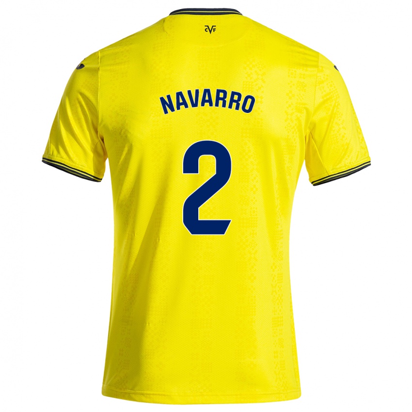 Femme Maillot Pau Navarro #2 Jaune Noir Tenues Domicile 2024/25 T-Shirt Suisse