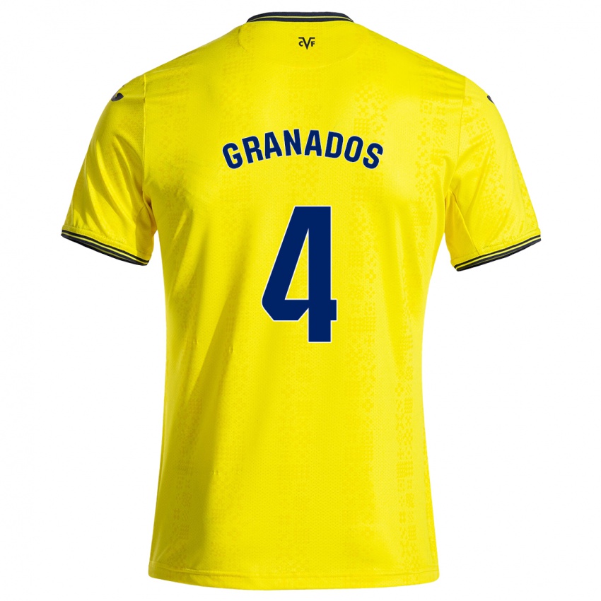 Femme Maillot Carlos Granados #4 Jaune Noir Tenues Domicile 2024/25 T-Shirt Suisse