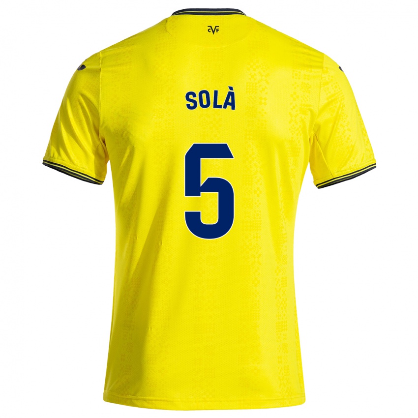 Femme Maillot Arnau Solà #5 Jaune Noir Tenues Domicile 2024/25 T-Shirt Suisse