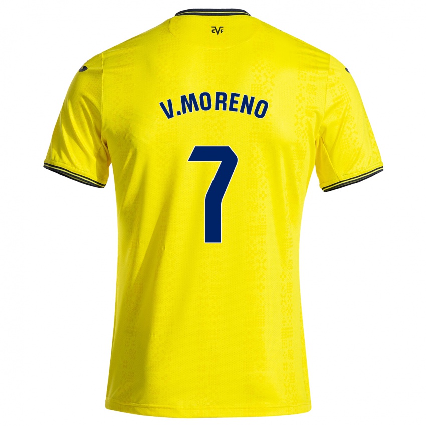 Femme Maillot Víctor Moreno #7 Jaune Noir Tenues Domicile 2024/25 T-Shirt Suisse