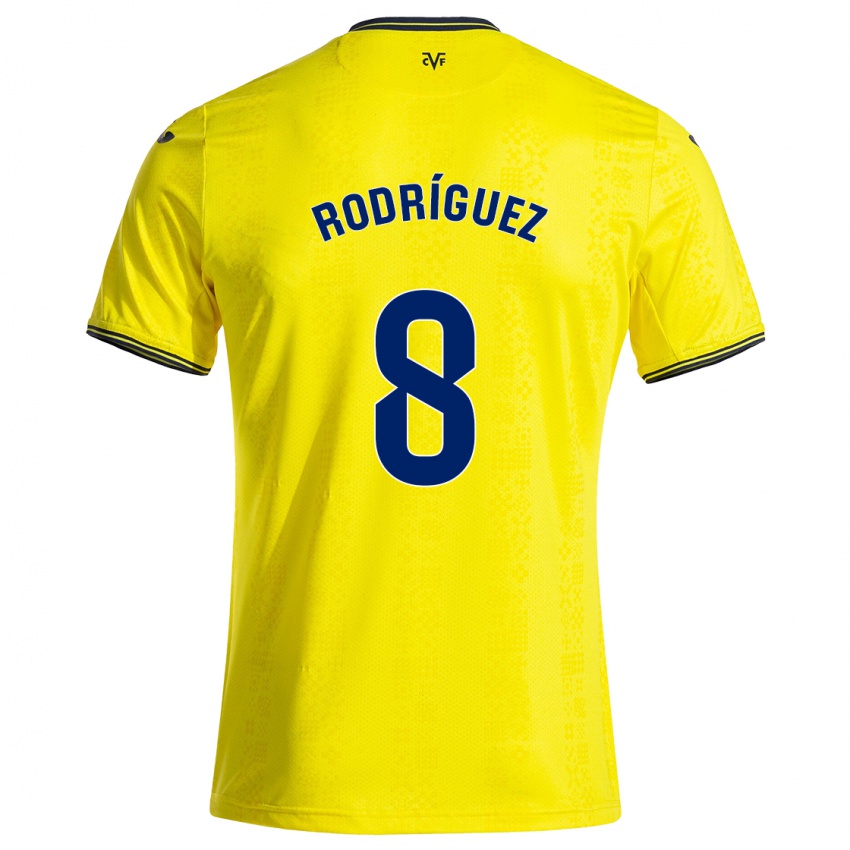 Femme Maillot Unai Rodríguez #8 Jaune Noir Tenues Domicile 2024/25 T-Shirt Suisse