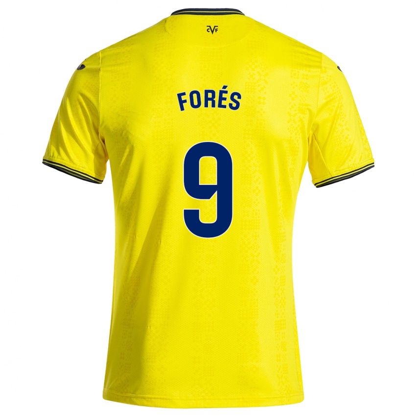 Femme Maillot Álex Forés #9 Jaune Noir Tenues Domicile 2024/25 T-Shirt Suisse