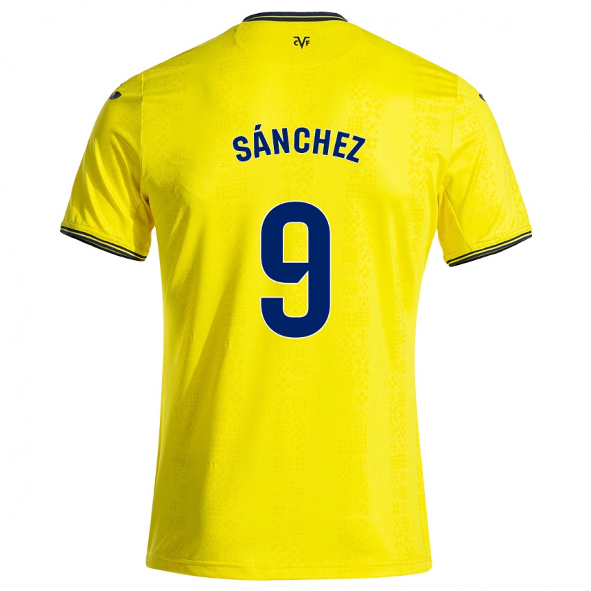 Femme Maillot Edu Sánchez #9 Jaune Noir Tenues Domicile 2024/25 T-Shirt Suisse