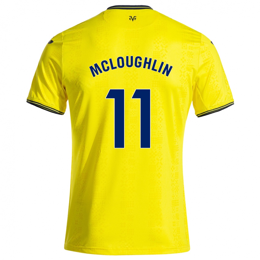 Femme Maillot Caden Mcloughlin #11 Jaune Noir Tenues Domicile 2024/25 T-Shirt Suisse