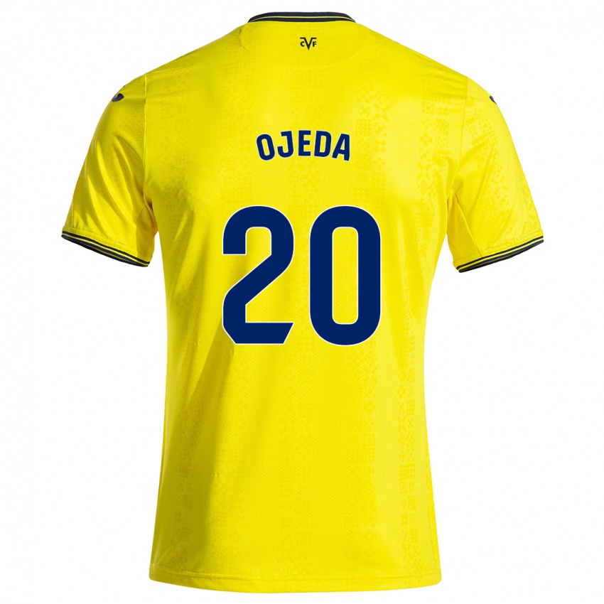 Femme Maillot Thiago Ojeda #20 Jaune Noir Tenues Domicile 2024/25 T-Shirt Suisse