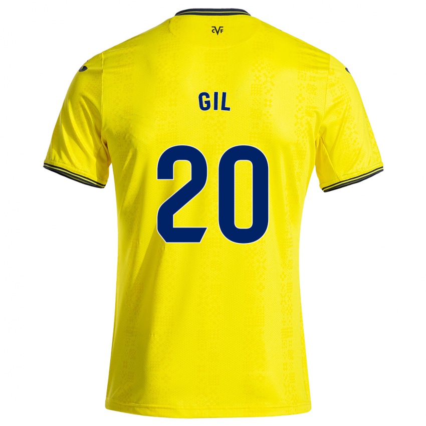 Femme Maillot Mario Gil #20 Jaune Noir Tenues Domicile 2024/25 T-Shirt Suisse