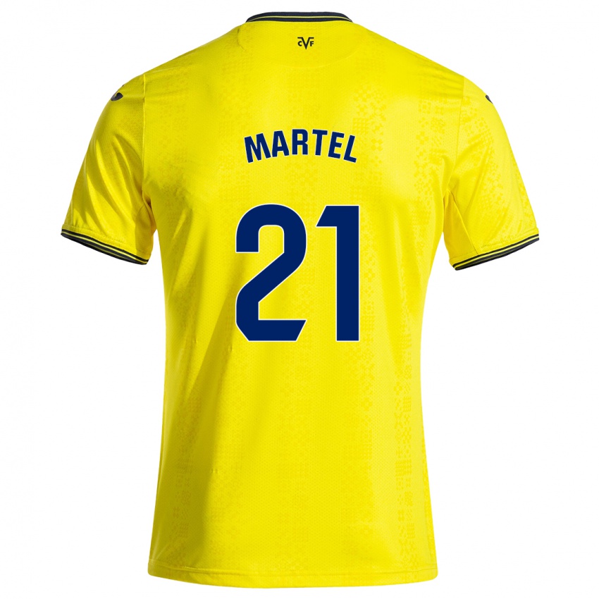 Femme Maillot Kevin Martel #21 Jaune Noir Tenues Domicile 2024/25 T-Shirt Suisse