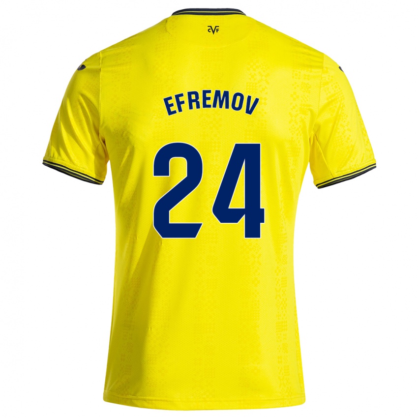 Femme Maillot Anton Efremov #24 Jaune Noir Tenues Domicile 2024/25 T-Shirt Suisse