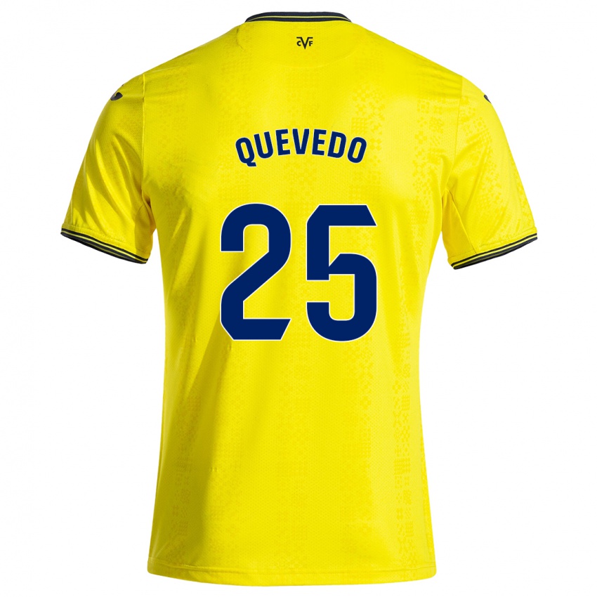 Femme Maillot Alex Quevedo #25 Jaune Noir Tenues Domicile 2024/25 T-Shirt Suisse