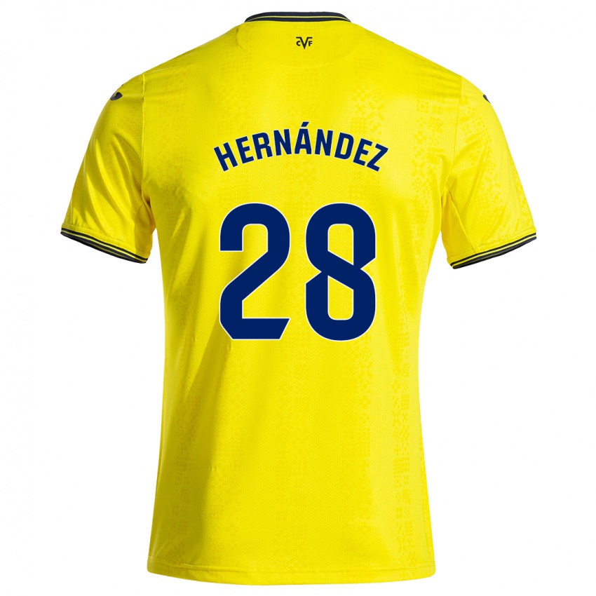 Femme Maillot Gerard Hernández #28 Jaune Noir Tenues Domicile 2024/25 T-Shirt Suisse