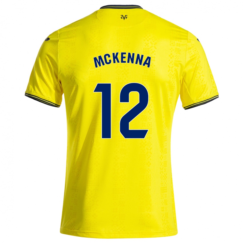 Femme Maillot Kayla Mckenna #12 Jaune Noir Tenues Domicile 2024/25 T-Shirt Suisse