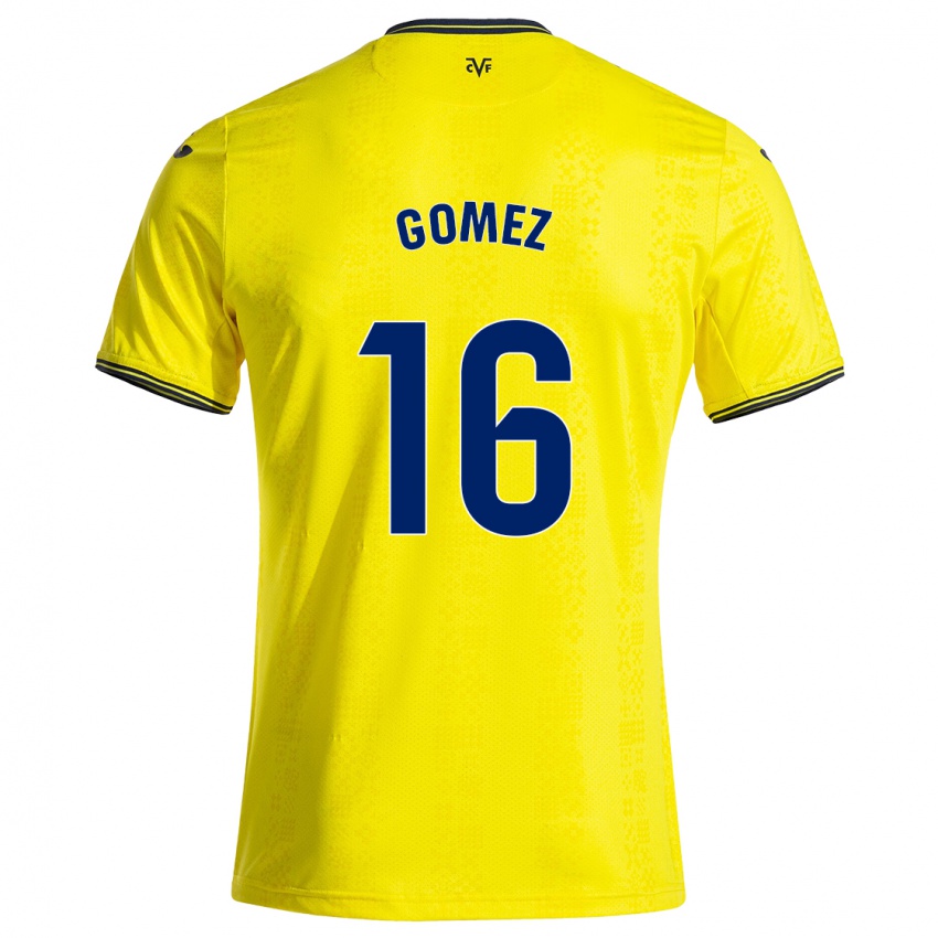 Femme Maillot Queralt Gómez #16 Jaune Noir Tenues Domicile 2024/25 T-Shirt Suisse