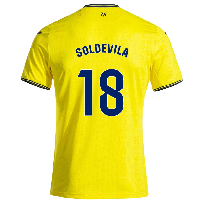 Femme Maillot Paola Soldevila #18 Jaune Noir Tenues Domicile 2024/25 T-Shirt Suisse