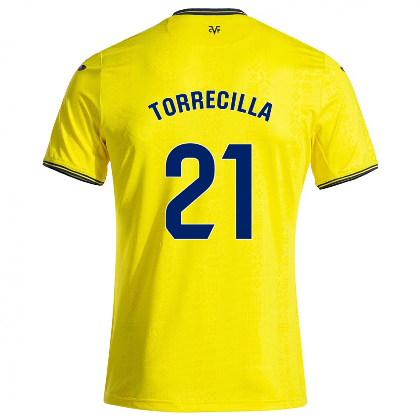 Femme Maillot Virginia Torrecilla #21 Jaune Noir Tenues Domicile 2024/25 T-Shirt Suisse