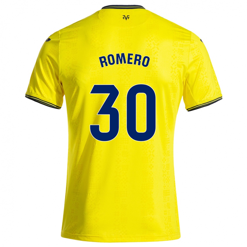 Femme Maillot Lucía Romero #30 Jaune Noir Tenues Domicile 2024/25 T-Shirt Suisse