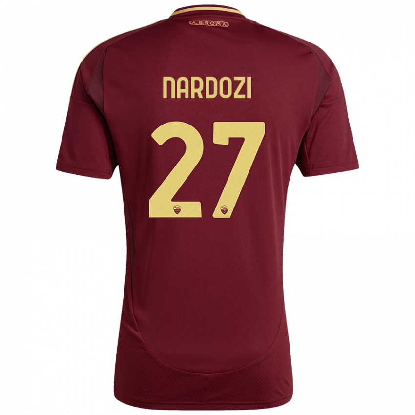 Damen Manuel Nardozi #27 Rot Braun Gold Heimtrikot Trikot 2024/25 T-Shirt Schweiz