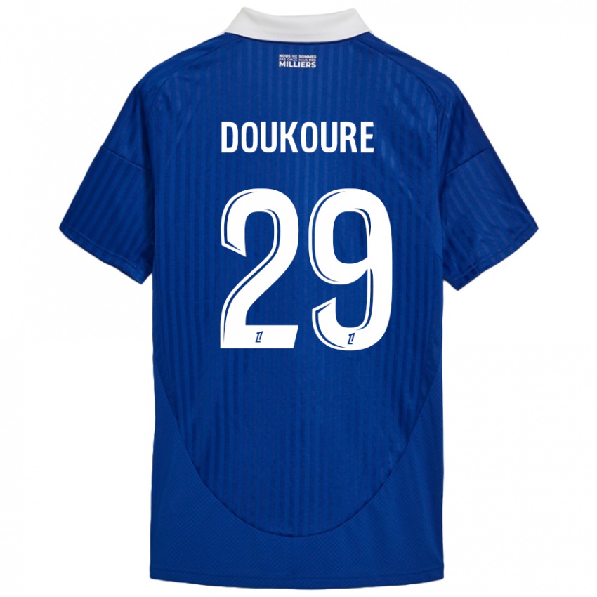 Femme Maillot Ismaël Doukouré #29 Bleu Blanc Tenues Domicile 2024/25 T-Shirt Suisse