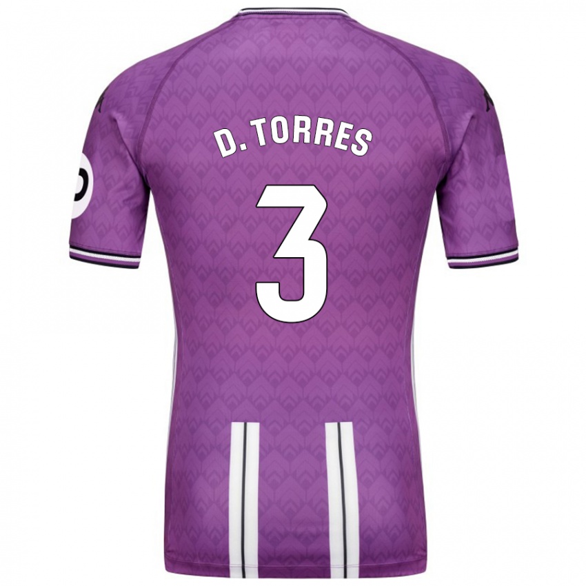 Femme Maillot David Torres #3 Violet Blanc Tenues Domicile 2024/25 T-Shirt Suisse