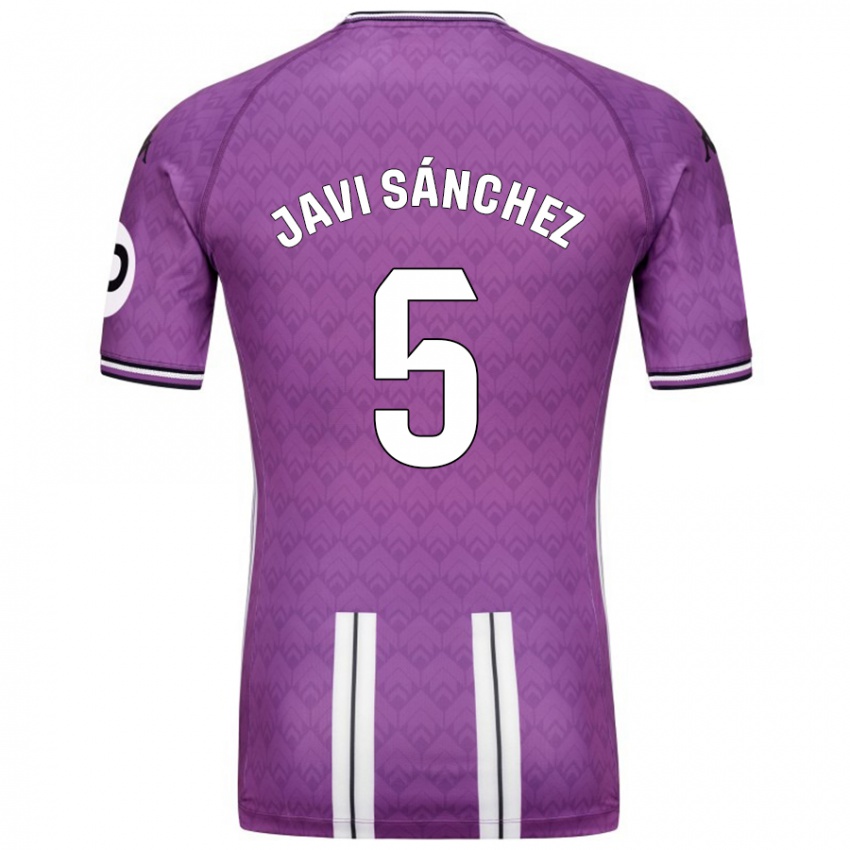 Femme Maillot Javi Sánchez #5 Violet Blanc Tenues Domicile 2024/25 T-Shirt Suisse