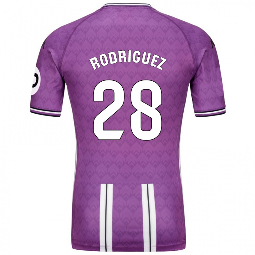 Femme Maillot Yago Rodríguez #28 Violet Blanc Tenues Domicile 2024/25 T-Shirt Suisse