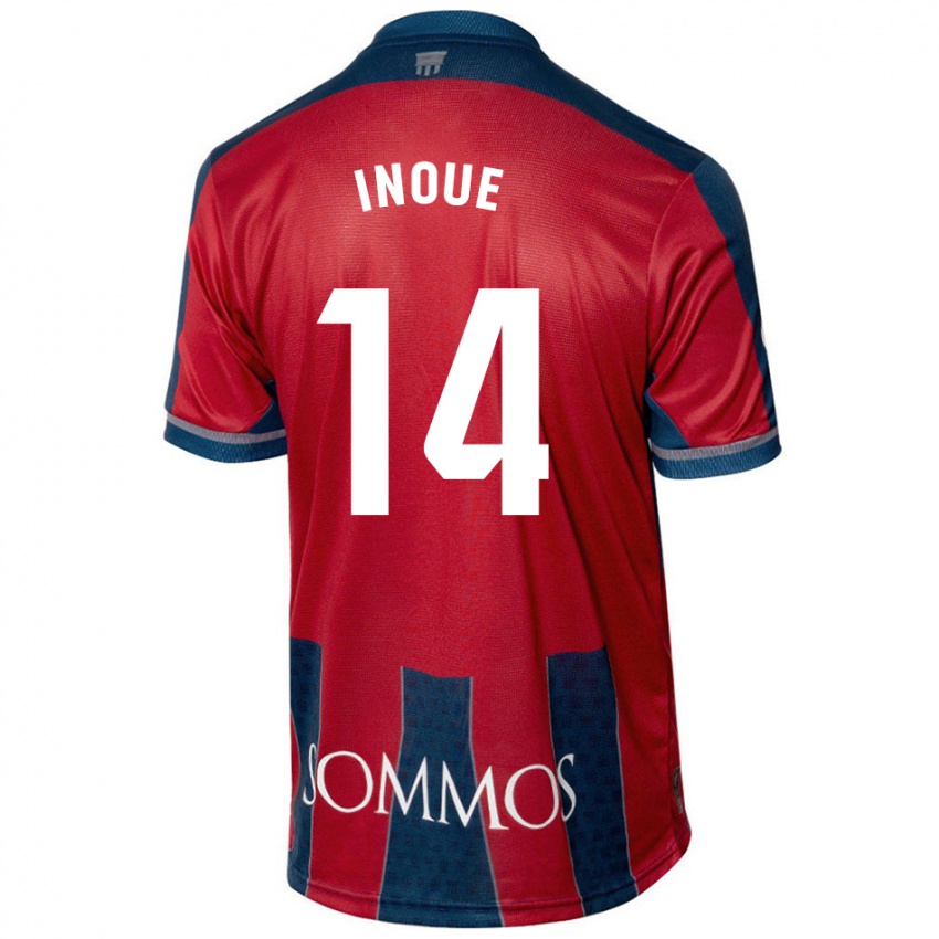 Femme Maillot Moe Inoue #14 Rouge Bleu Tenues Domicile 2024/25 T-Shirt Suisse