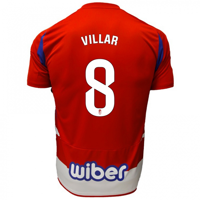 Damen Gonzalo Villar #8 Rot Weiß Blau Heimtrikot Trikot 2024/25 T-Shirt Schweiz