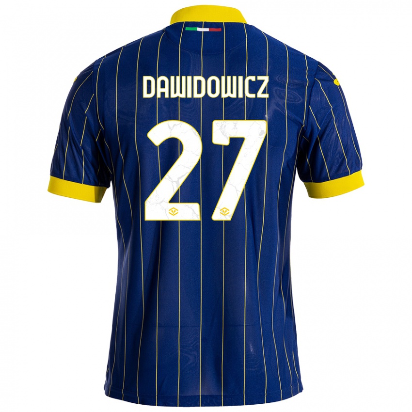 Femme Maillot Pawel Dawidowicz #27 Bleu Jaune Tenues Domicile 2024/25 T-Shirt Suisse