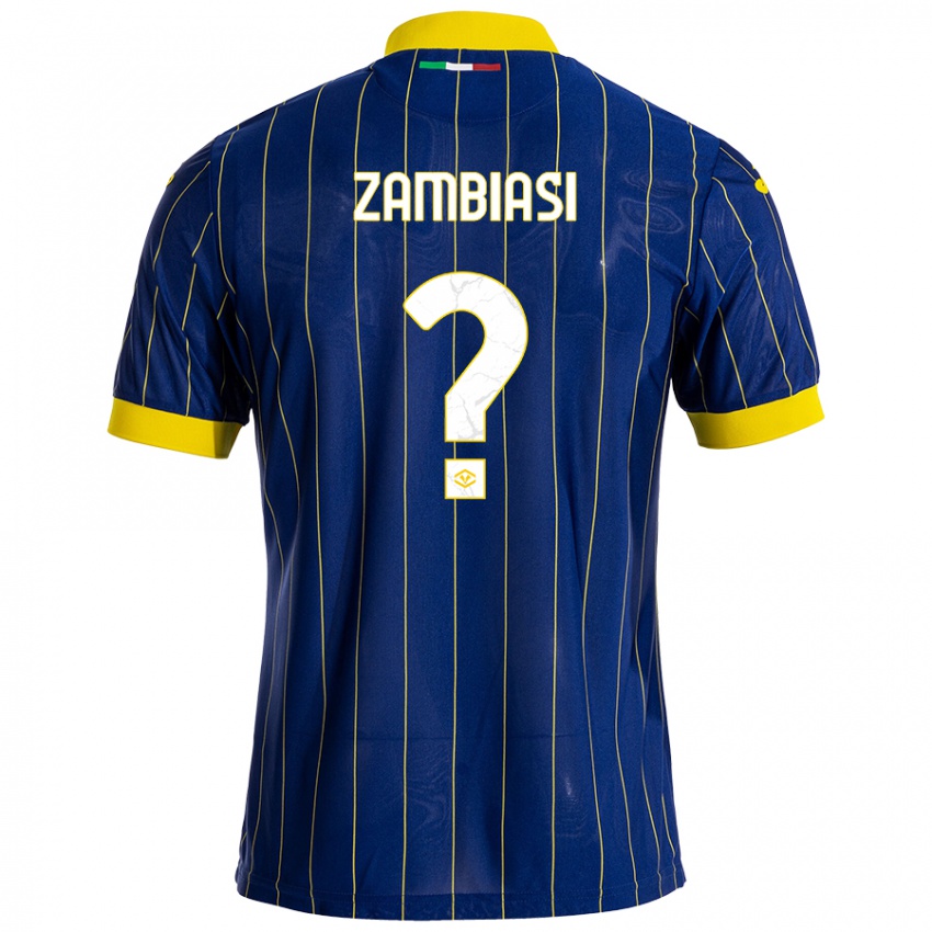 Femme Maillot Yonas Zambiasi #0 Bleu Jaune Tenues Domicile 2024/25 T-Shirt Suisse