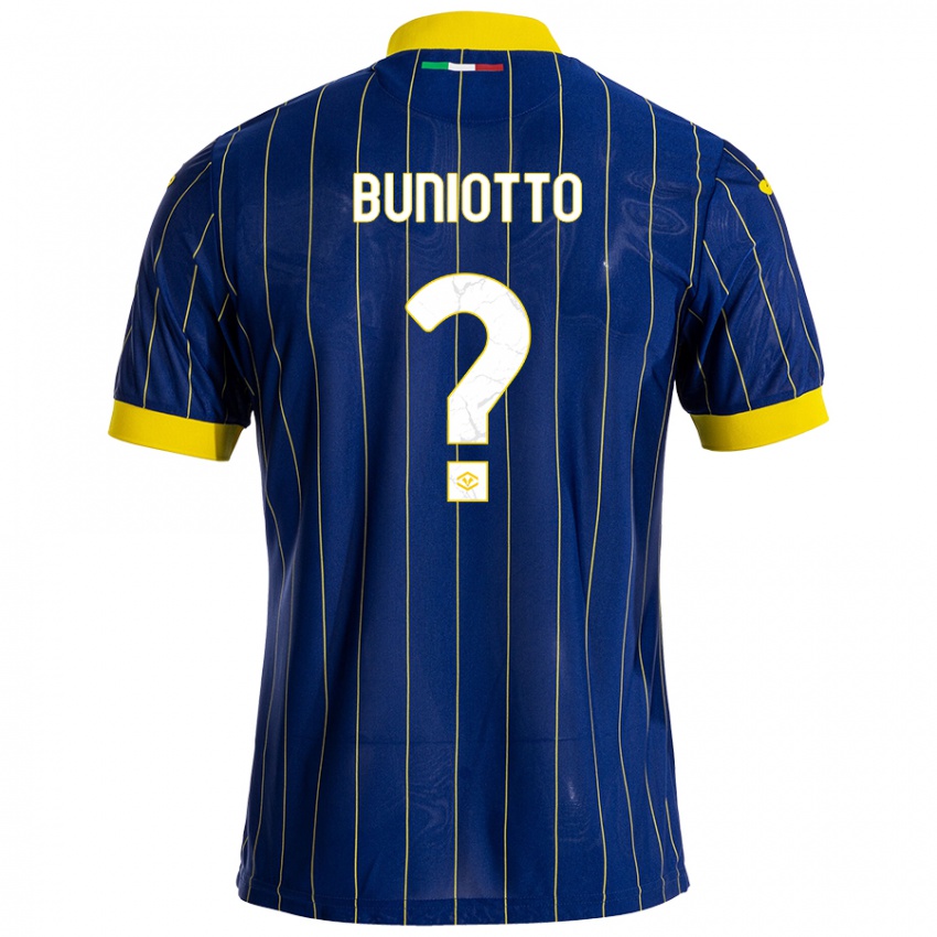 Femme Maillot Mattia Buniotto #0 Bleu Jaune Tenues Domicile 2024/25 T-Shirt Suisse