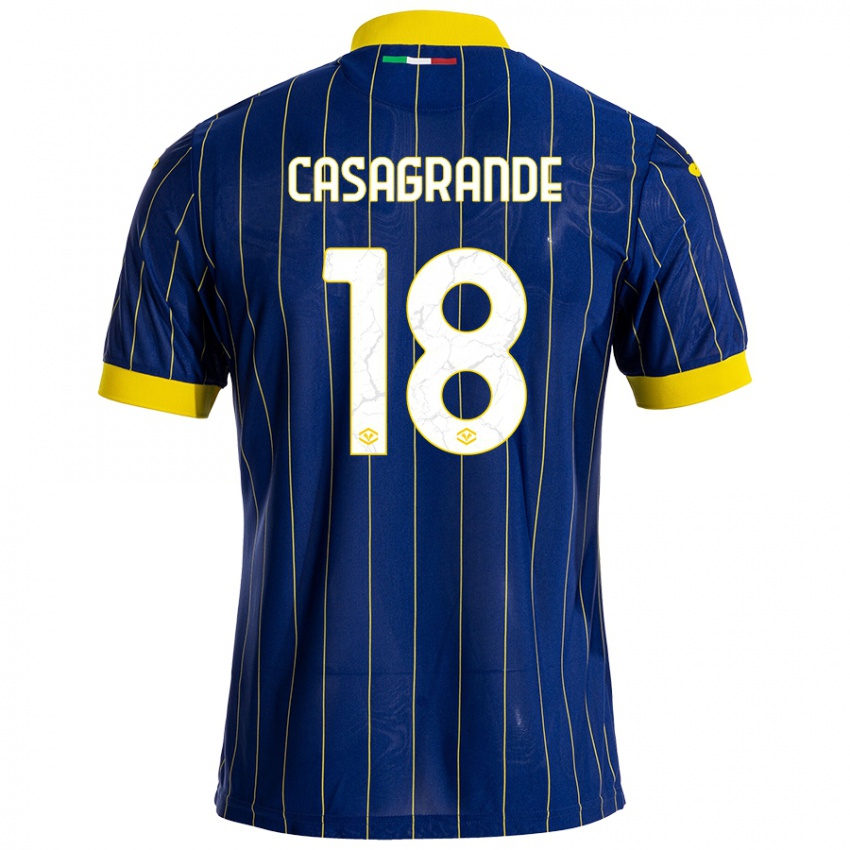 Femme Maillot Davide Casagrande #18 Bleu Jaune Tenues Domicile 2024/25 T-Shirt Suisse