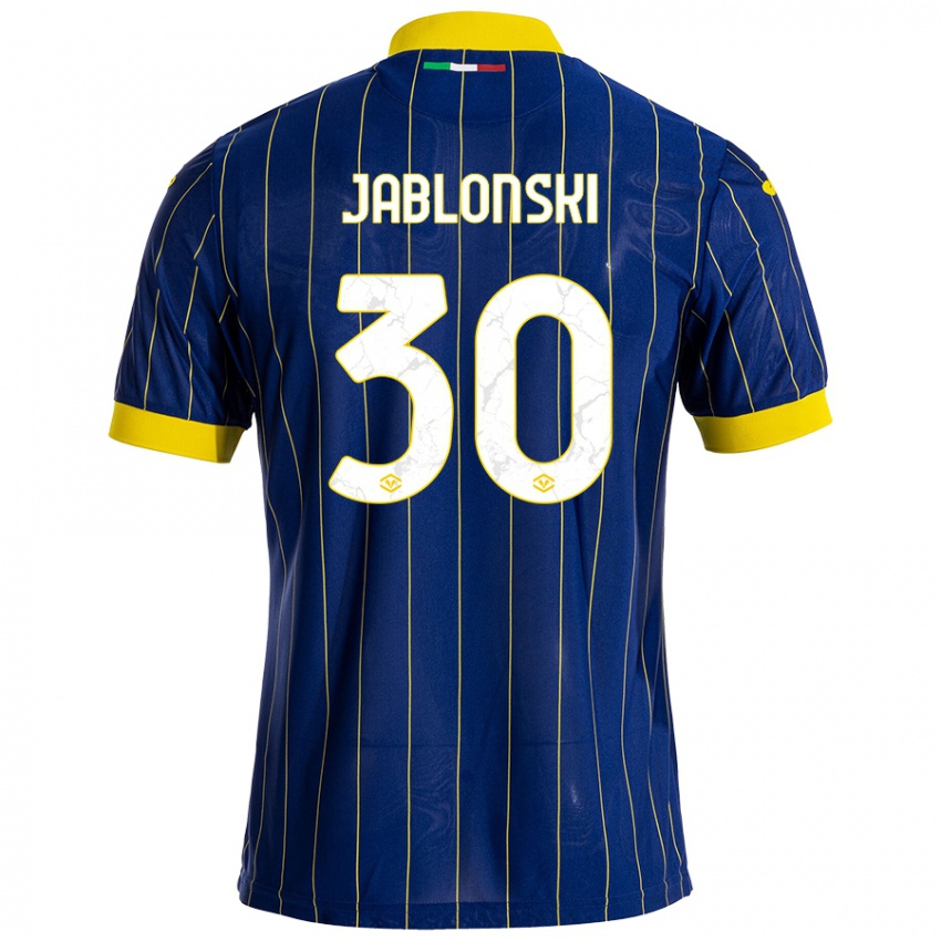 Femme Maillot Darvin Jablonski #30 Bleu Jaune Tenues Domicile 2024/25 T-Shirt Suisse