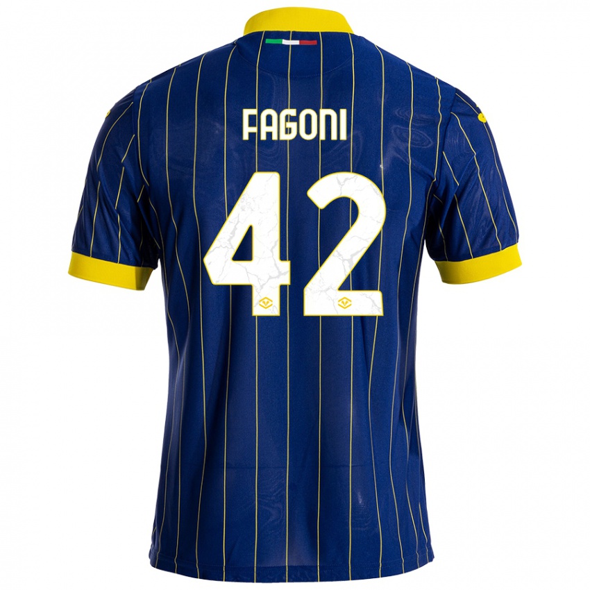 Femme Maillot Marco Fagoni #42 Bleu Jaune Tenues Domicile 2024/25 T-Shirt Suisse