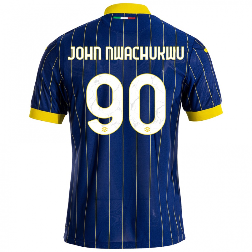 Femme Maillot Samuel John Nwachukwu #90 Bleu Jaune Tenues Domicile 2024/25 T-Shirt Suisse