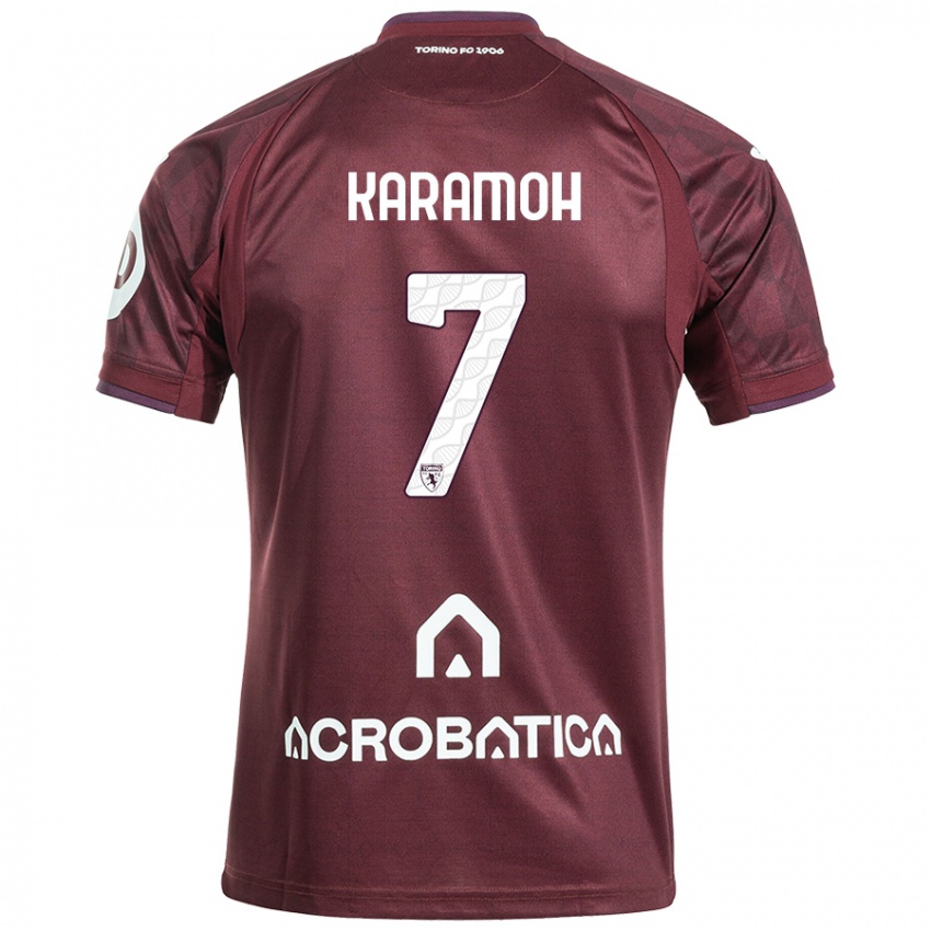 Femme Maillot Yann Karamoh #7 Bordeaux Blanc Tenues Domicile 2024/25 T-Shirt Suisse