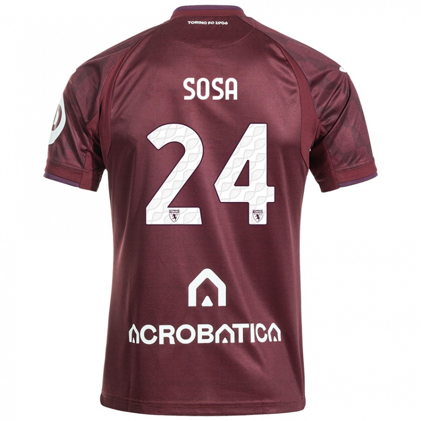 Femme Maillot Borna Sosa #24 Bordeaux Blanc Tenues Domicile 2024/25 T-Shirt Suisse