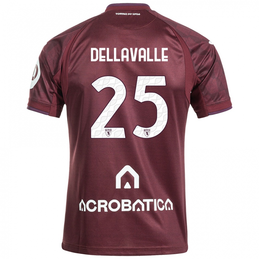 Femme Maillot Alessandro Dellavalle #25 Bordeaux Blanc Tenues Domicile 2024/25 T-Shirt Suisse