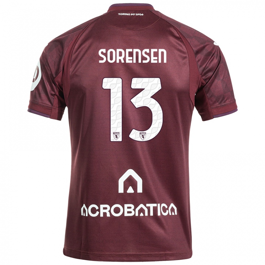 Femme Maillot Ben Sørensen #13 Bordeaux Blanc Tenues Domicile 2024/25 T-Shirt Suisse