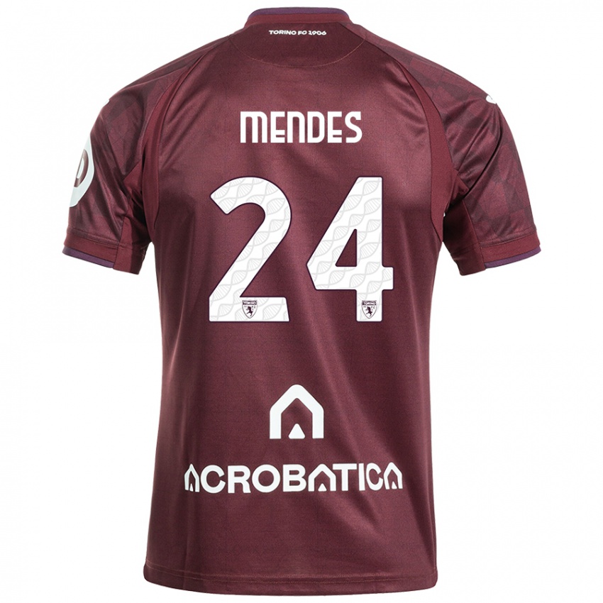 Femme Maillot Rodrigo Mendes #24 Bordeaux Blanc Tenues Domicile 2024/25 T-Shirt Suisse