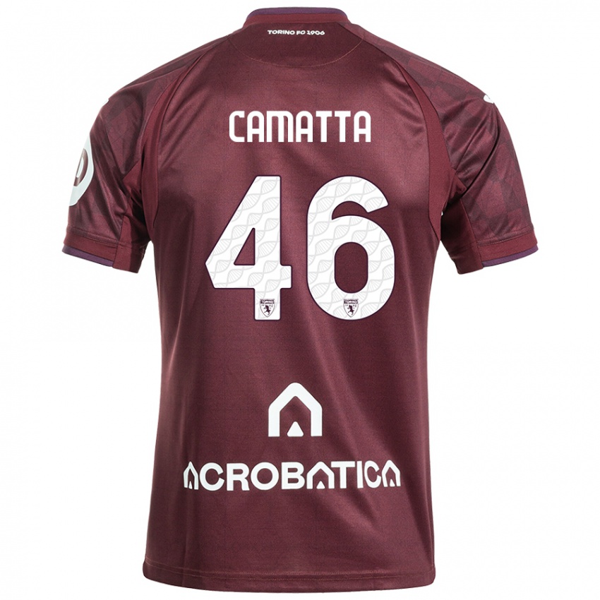 Femme Maillot Alessandro Camatta #46 Bordeaux Blanc Tenues Domicile 2024/25 T-Shirt Suisse