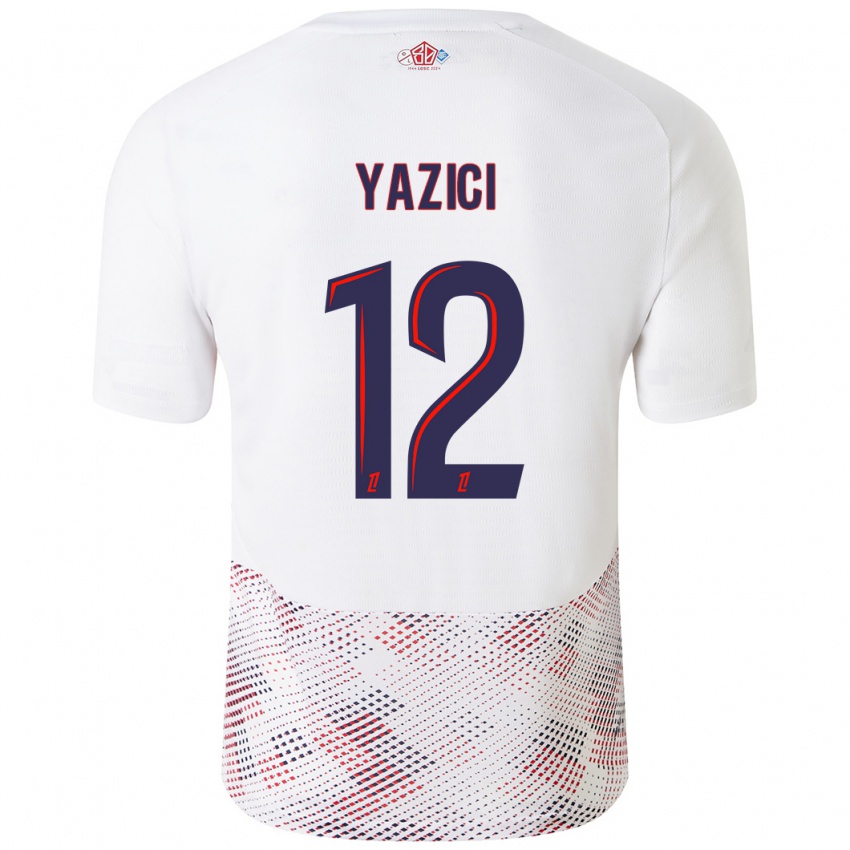 Femme Maillot Yusuf Yazici #12 Blanc Bleu Royal Tenues Extérieur 2024/25 T-Shirt Suisse