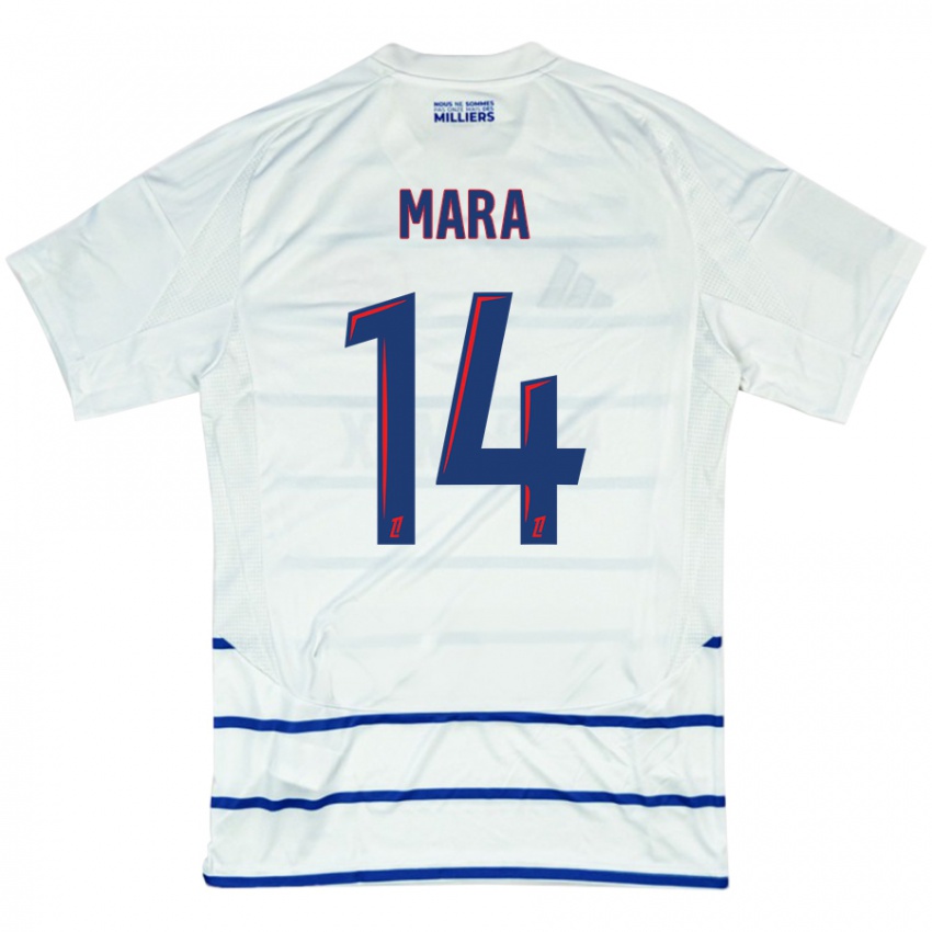 Femme Maillot Sékou Mara #14 Blanc Bleu Tenues Extérieur 2024/25 T-Shirt Suisse