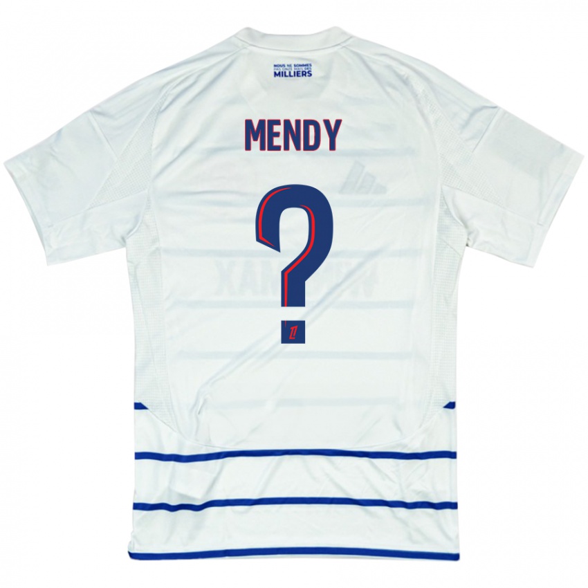 Femme Maillot François Mendy #0 Blanc Bleu Tenues Extérieur 2024/25 T-Shirt Suisse