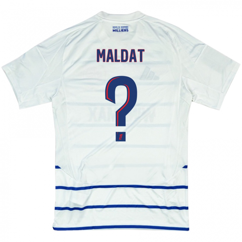 Femme Maillot Timothé Maldat #0 Blanc Bleu Tenues Extérieur 2024/25 T-Shirt Suisse