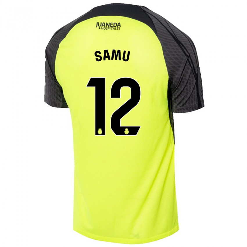 Femme Maillot Samú Costa #12 Vert Fluo Noir Tenues Extérieur 2024/25 T-Shirt Suisse