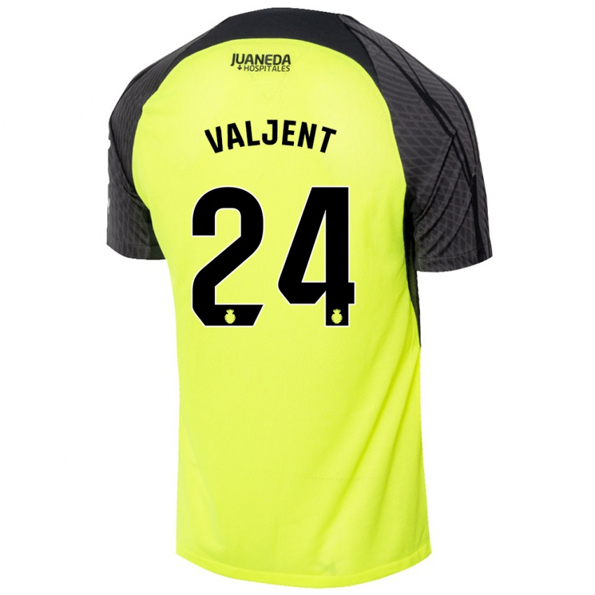 Damen Martin Valjent #24 Fluoreszierend Grün Schwarz Auswärtstrikot Trikot 2024/25 T-Shirt Schweiz