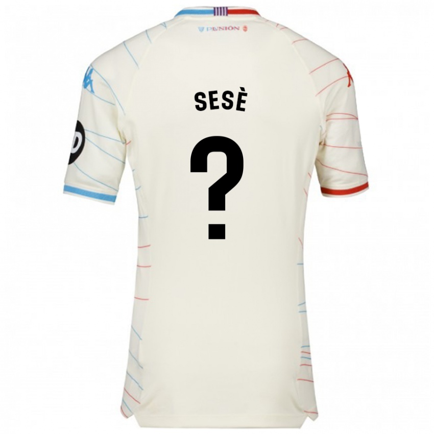 Femme Maillot Mario Sesè #0 Blanc Rouge Bleu Tenues Extérieur 2024/25 T-Shirt Suisse