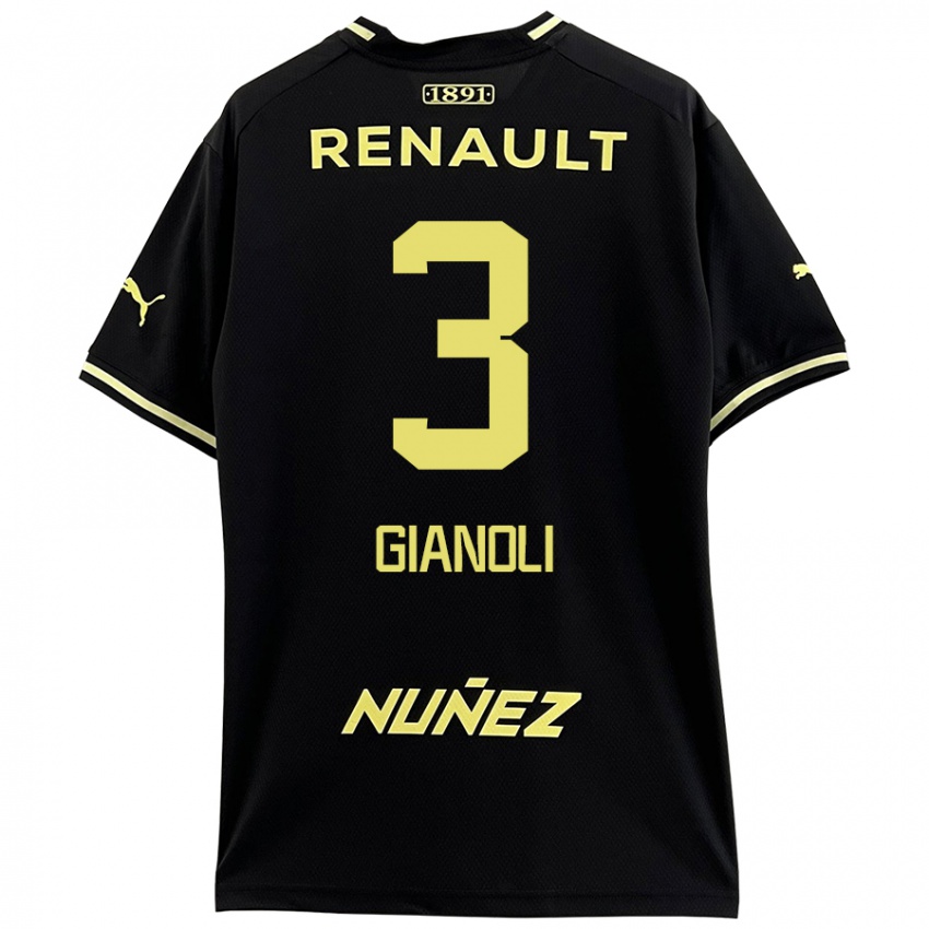 Femme Maillot Martín Gianoli #3 Noir Jaune Tenues Extérieur 2024/25 T-Shirt Suisse