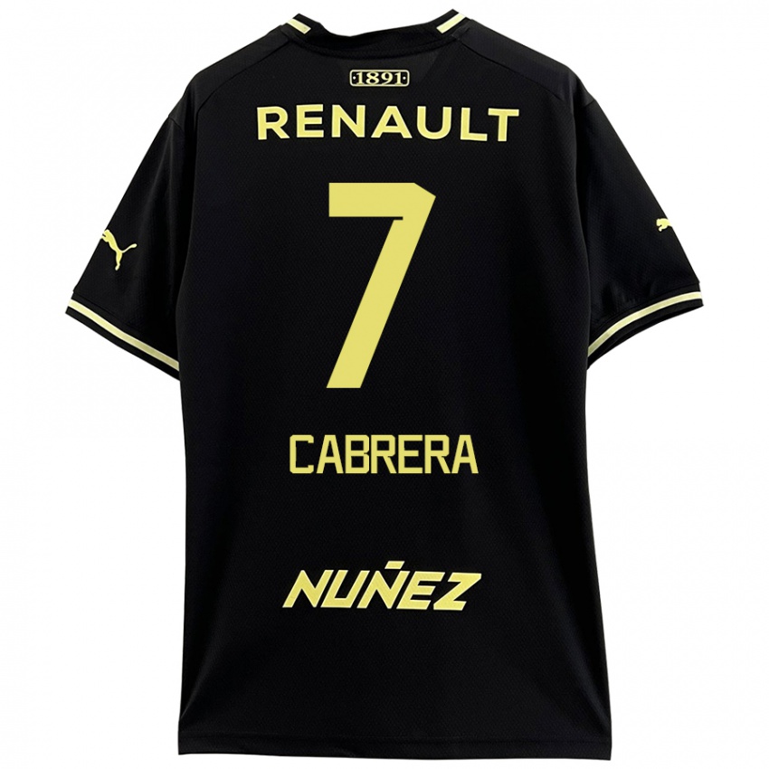 Femme Maillot Javier Cabrera #7 Noir Jaune Tenues Extérieur 2024/25 T-Shirt Suisse