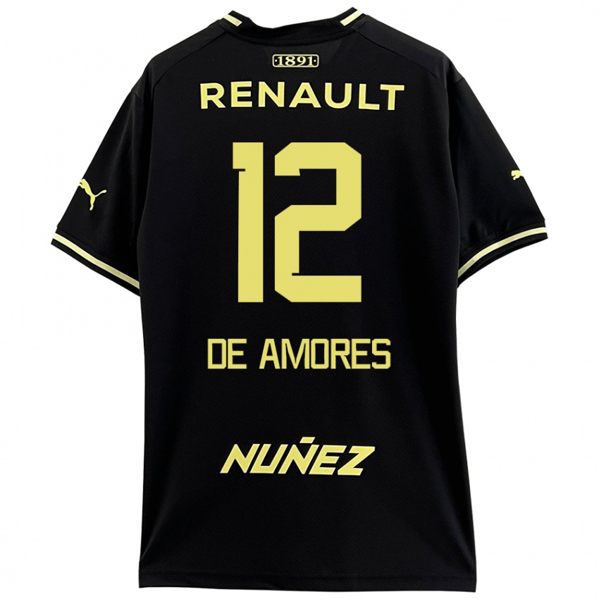 Femme Maillot Guillermo De Amores #12 Noir Jaune Tenues Extérieur 2024/25 T-Shirt Suisse