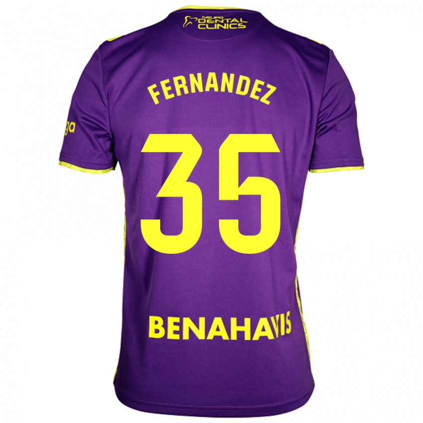 Femme Maillot Inés Fernández #35 Violet Jaune Tenues Extérieur 2024/25 T-Shirt Suisse